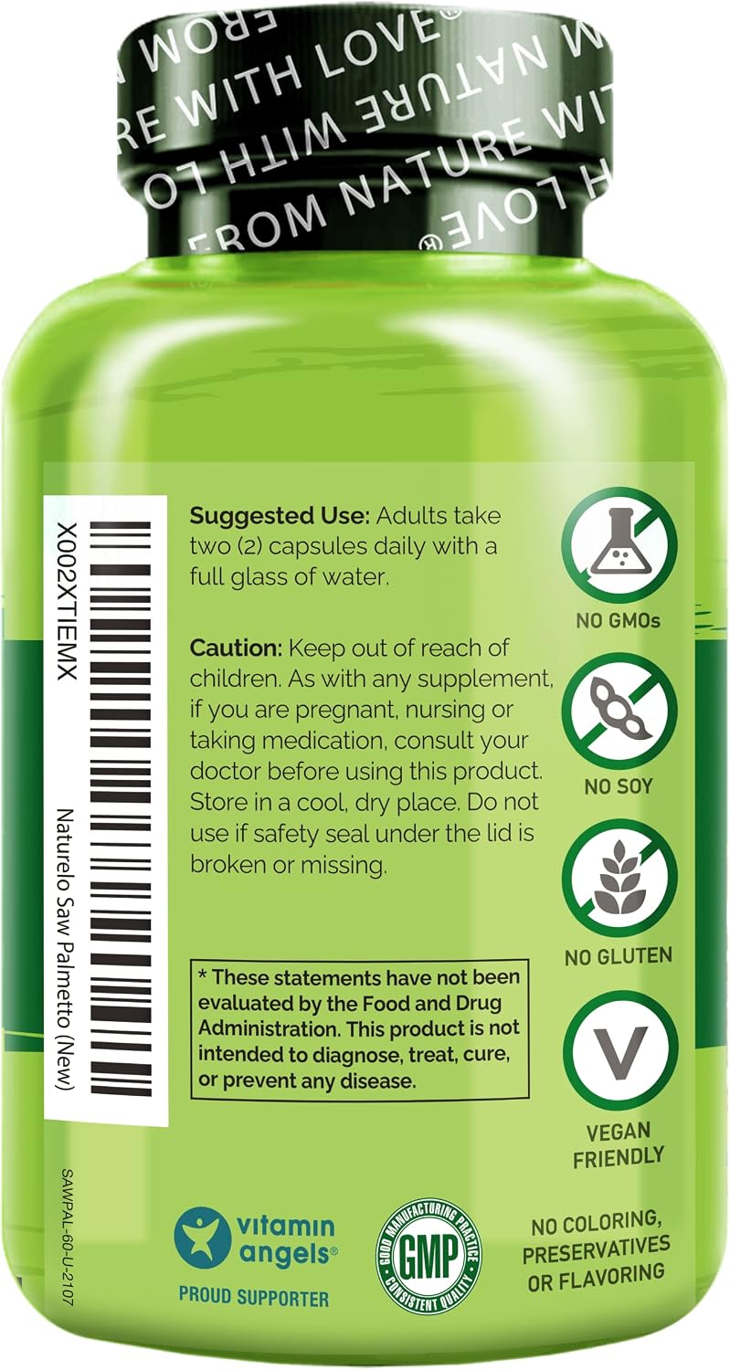 Naturelo urinary support supplement bottle back label