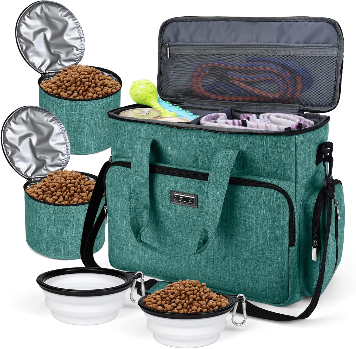 BAGLHER dog travel bag front view airline approved green pet tote organizer