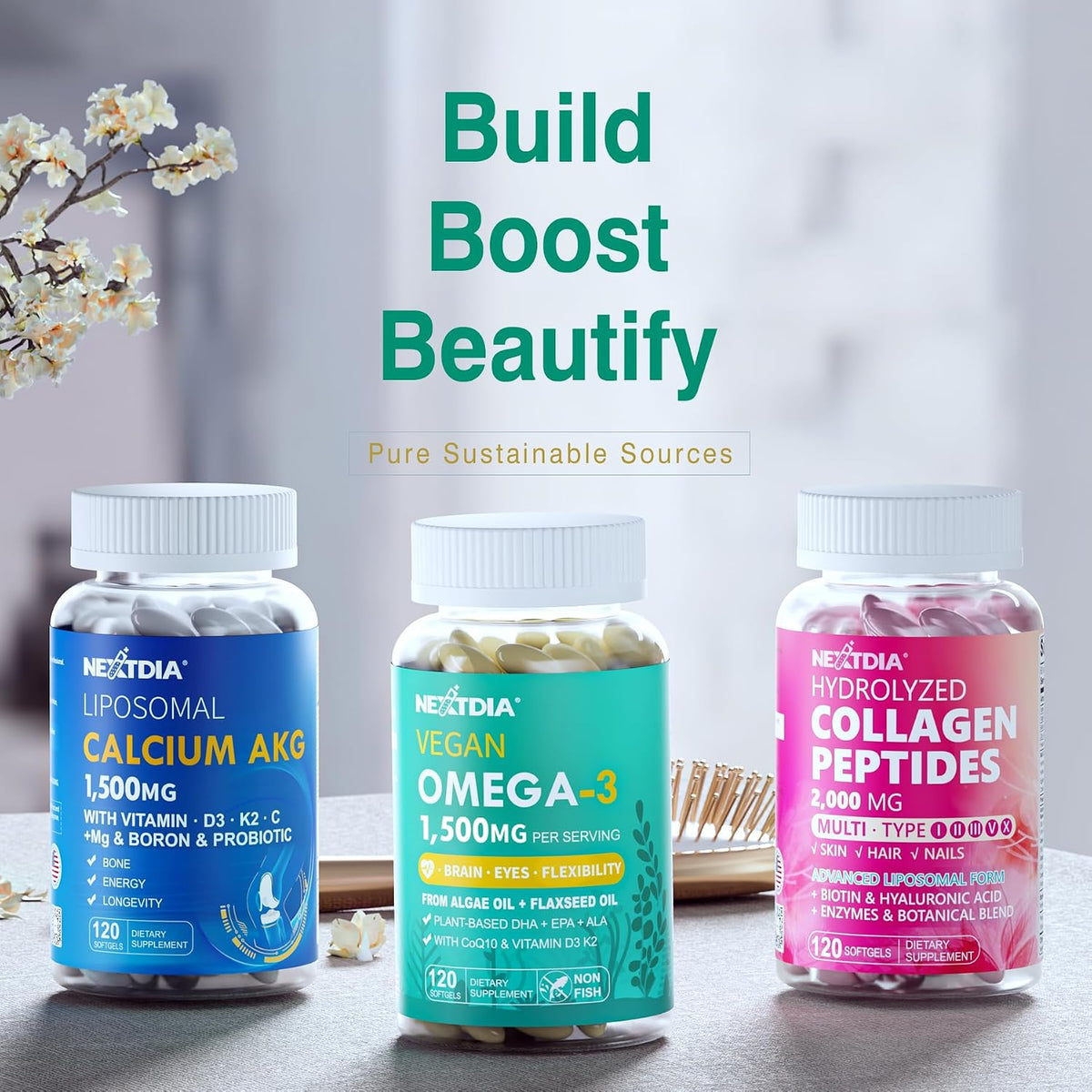Vegan Omega 3 EPA DHA ALA Supplements + CoQ10, Vitamin D3 K2 for Women Men - Image 9