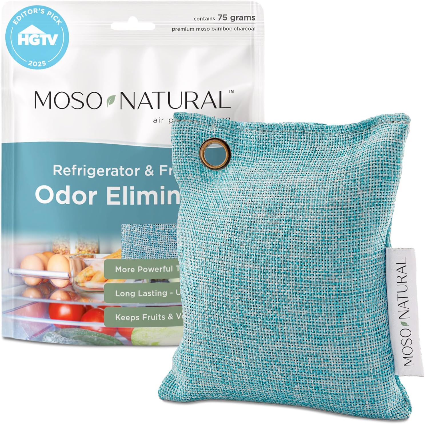 Moso Natural fridge odor eliminator bamboo charcoal bag front view