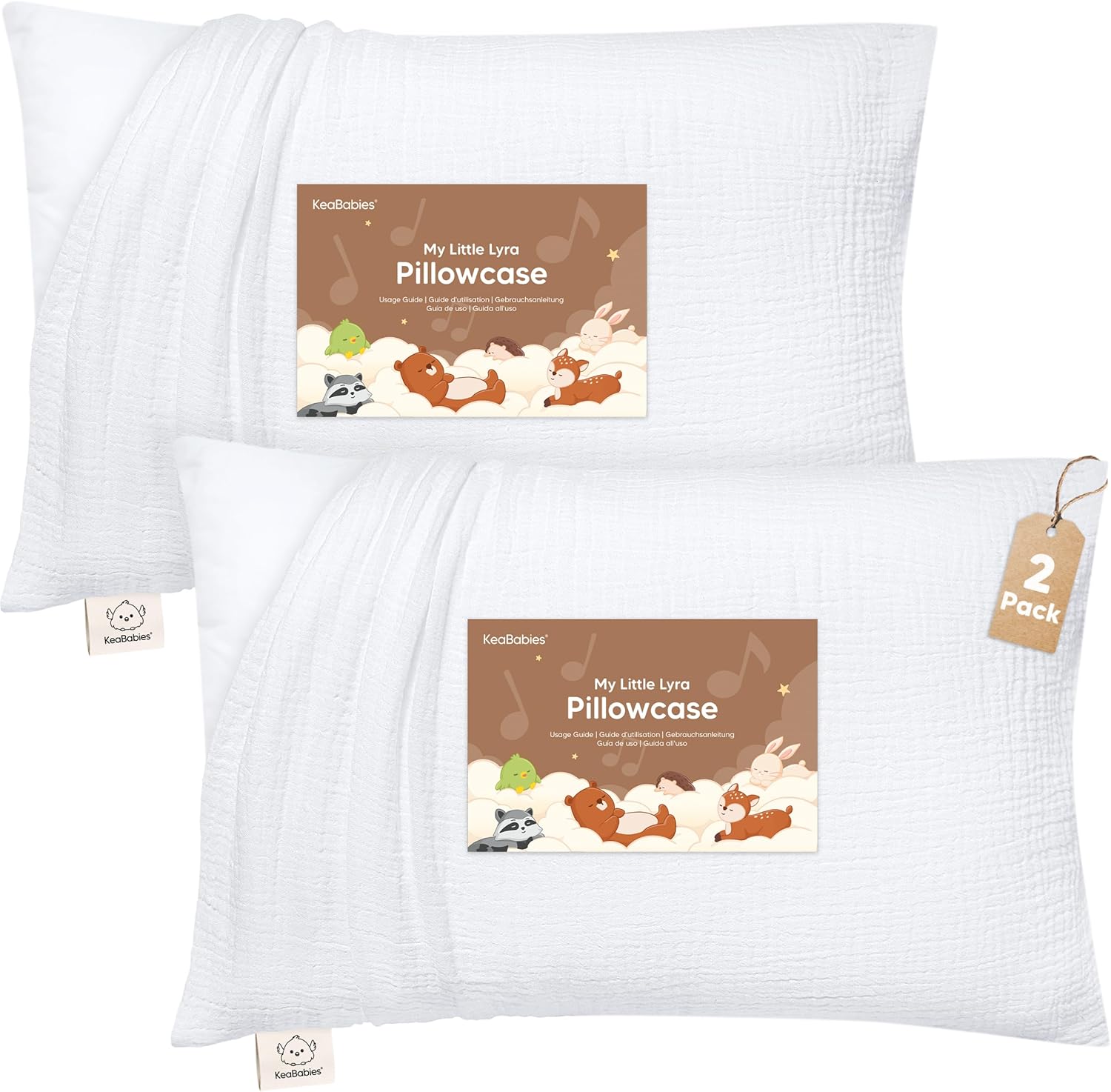 KeaBabies muslin toddler pillowcase set of two front view
