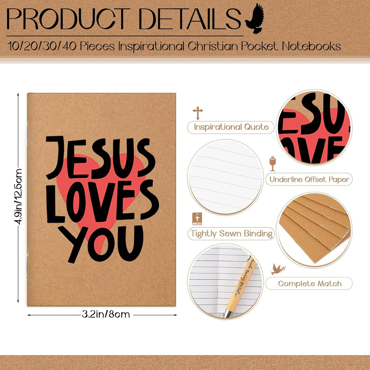 Tenceur Jesus Loves You pocket notebook close up