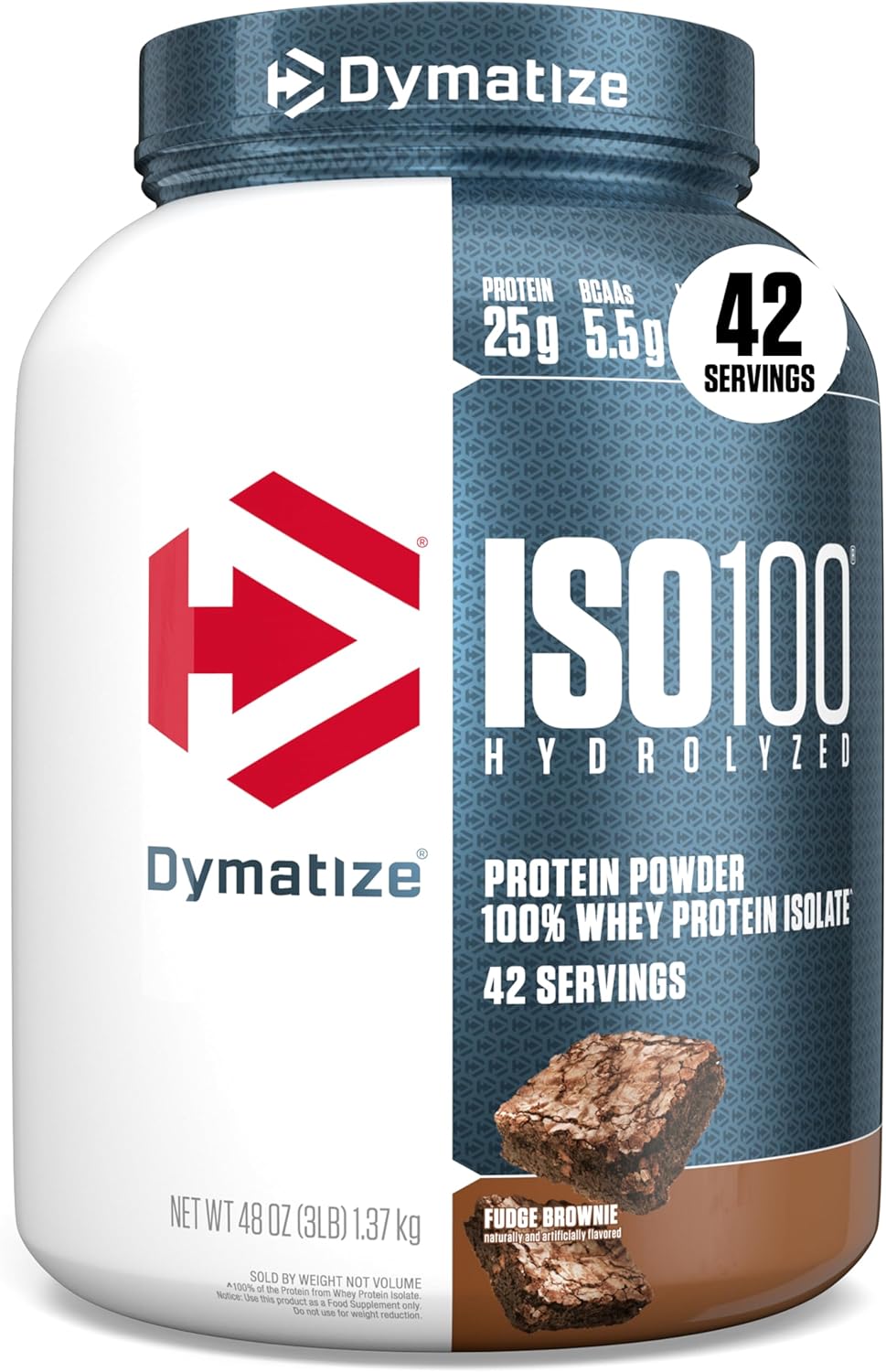 Dymatize ISO100 Whey Protein Isolate Fudge Brownie 3 Pound front view