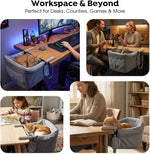 Veehoo desk bed showing secure dual-clamp mounting system