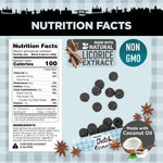 Gustaf's double salted black licorice coins displayed outside the packaging showing their coin shape.
