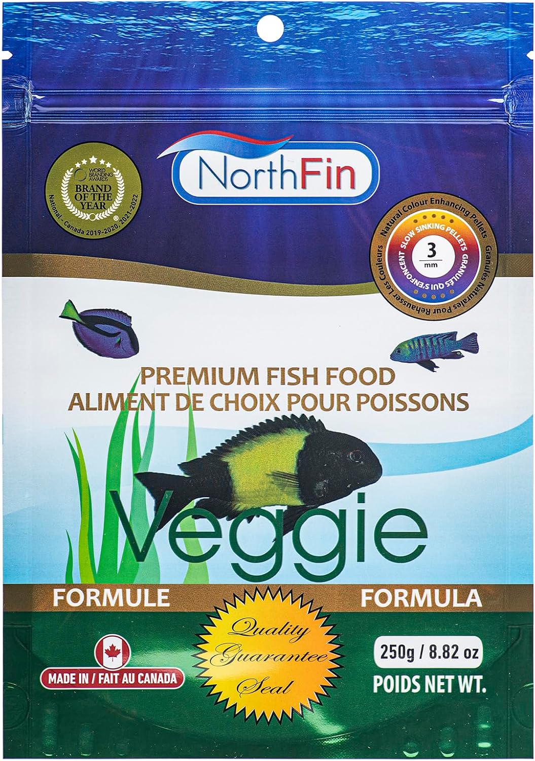 Northfin veggie fish food front view packaging