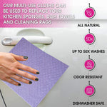Quick-drying odor-resistant dish cloth hanging in kitchen
