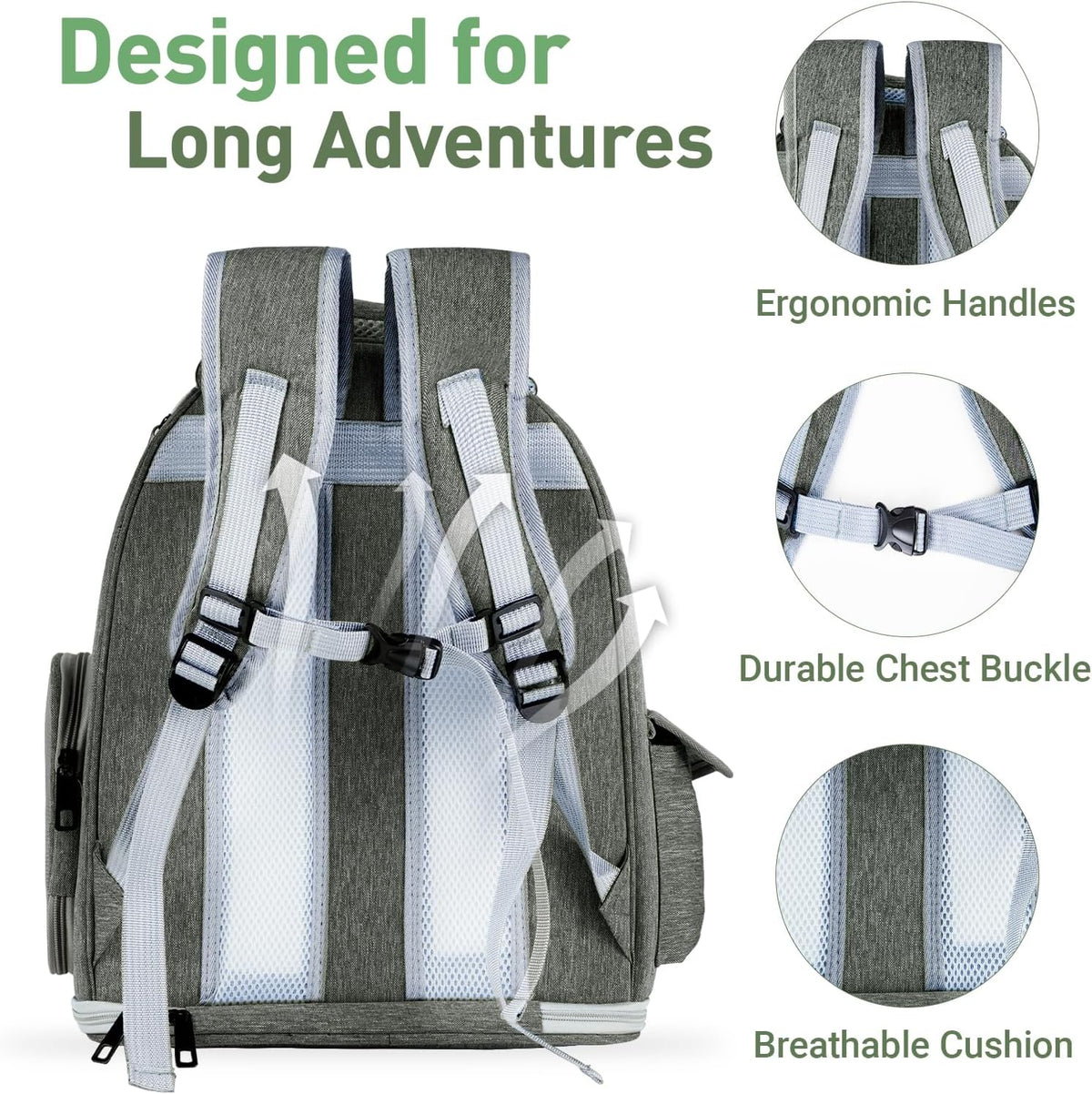 Pawstrip cat backpack carrier padded shoulder straps and back view