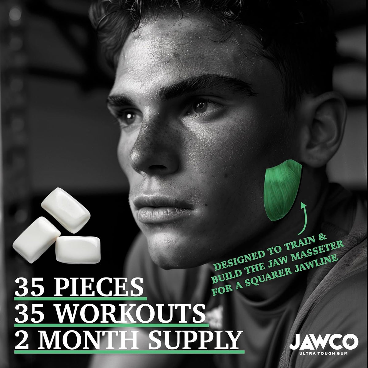 JAWCO Mighty Mint chewing gum single pack containing thirty five pieces