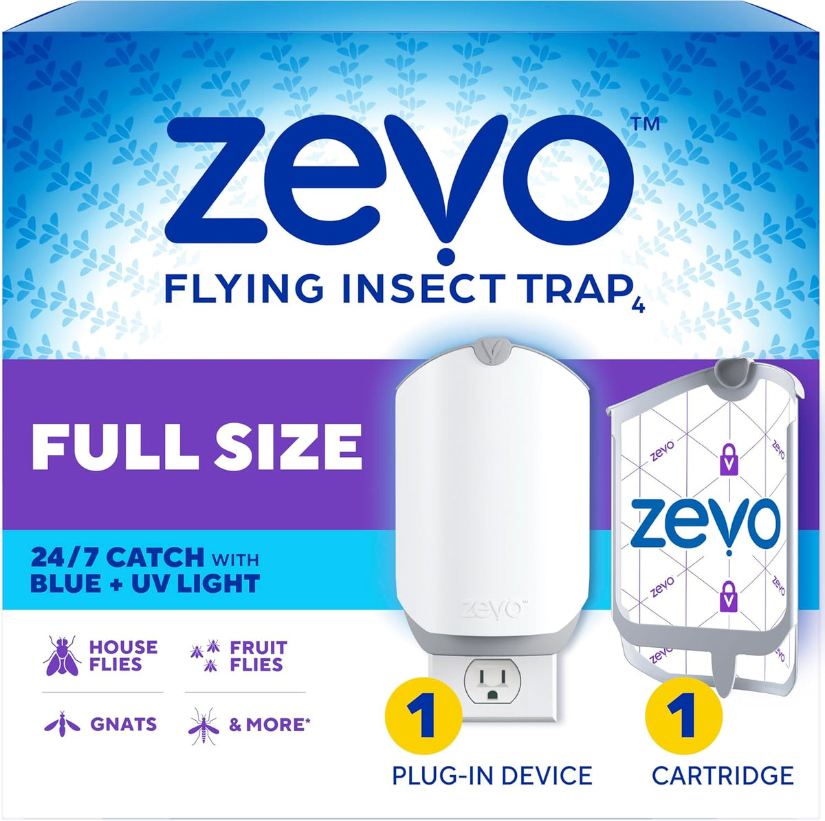 Zevo Flying Insect Trap for Fruit Flies & Gnats, 1 Base & 3 Refills | Fly Trap Catches House Flies, Gnats & Fruit Flies 24/7, Spray-Free, Odor-Free, Blue & UV Light, Safe for Kids & Pets* - Image 10