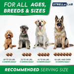 StrellaLab premium dog allergy soft chews weight dosage chart instructions