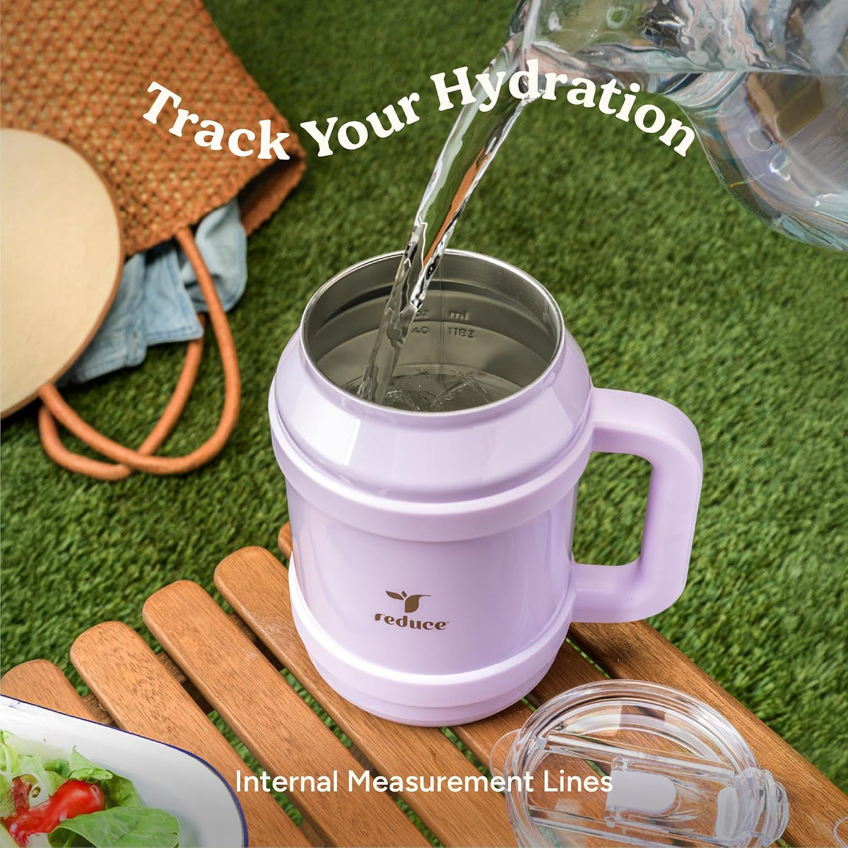 Reduce travel mug lid mechanism open and close features