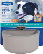 Petmate crate cup mounted securely on a wire kennel door