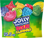 Top angle shot of Jolly Rancher sour gummies bag demonstrating the secure seal
