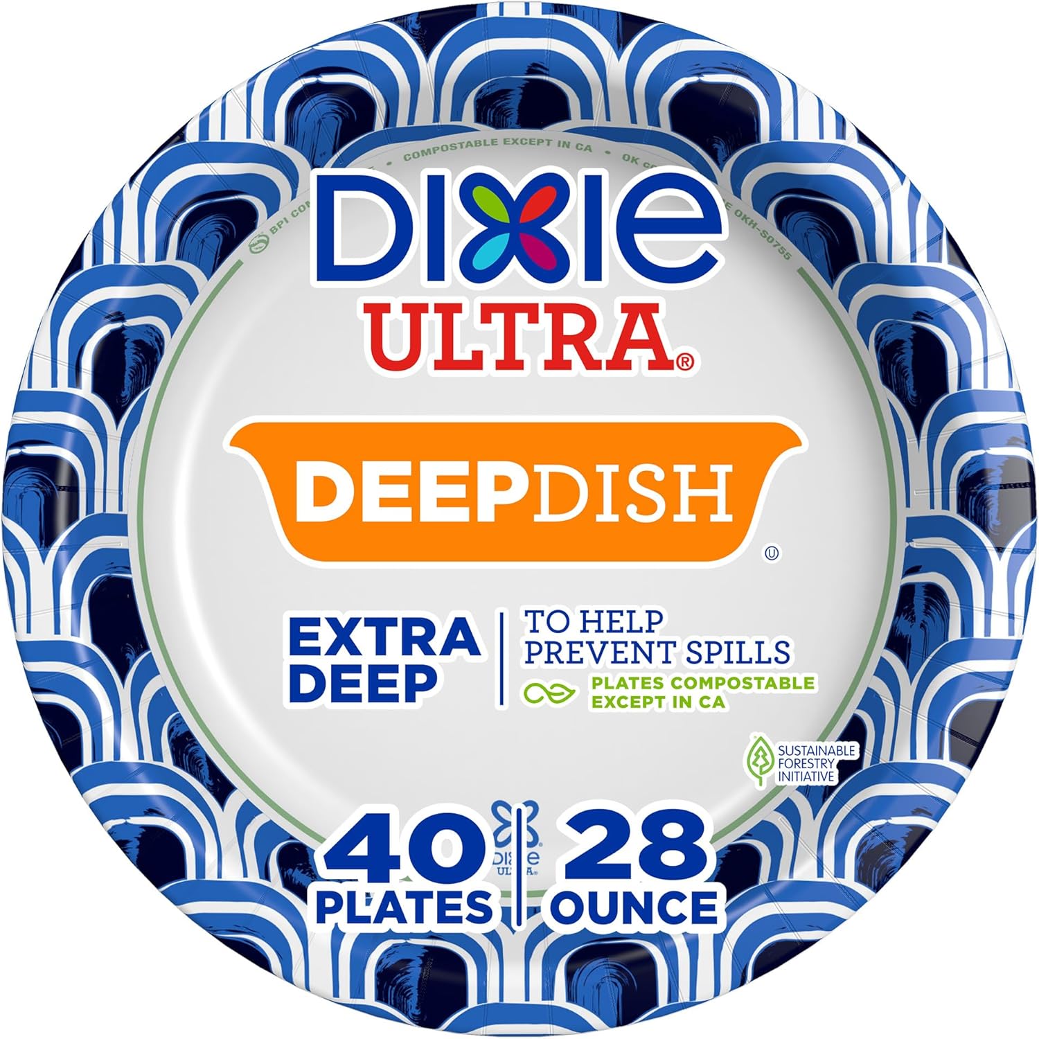 Dixie Ultra Deep Dish Paper Plates front view 40 count pack
