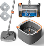 KZKR Spin Mop and Bucket Set front view showing the grey and orange self-separation system.