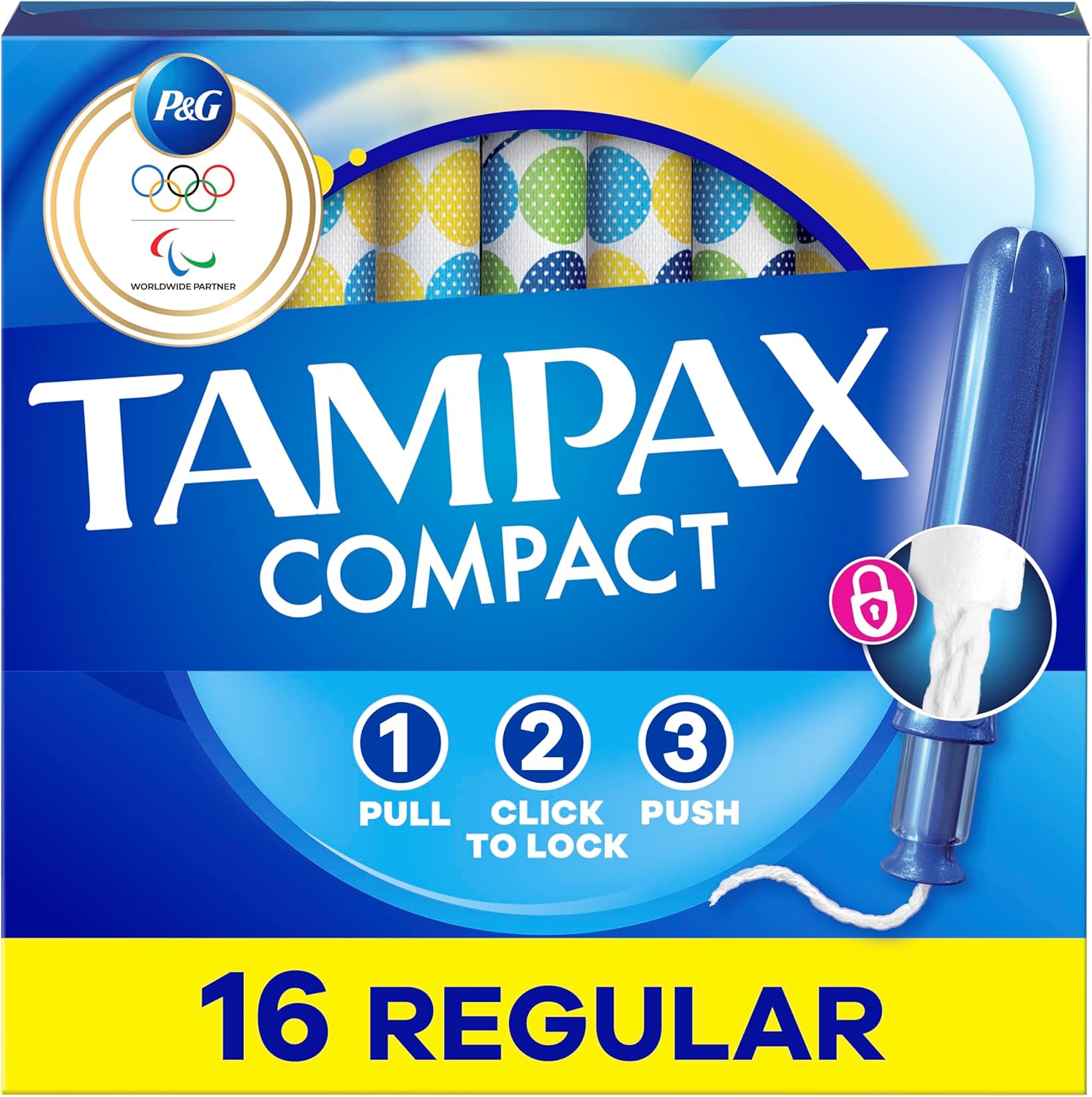 Tampax Compact Pearl Tampons, with LeakGuard Braid & Extendable Applicator, Regular Absorbency, Compact Extendable Applicator, Unscented, 16 Count (Packaging May Vary) - Image 1