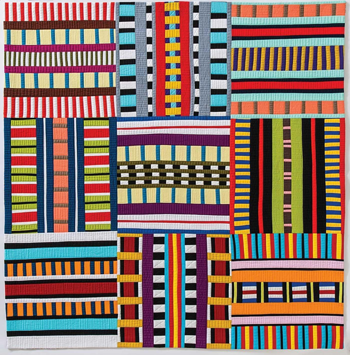 Improv Patchwork dynamic quilts book cover showing colorful geometric patterns