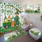 Nuanchu 6 Piece St. Patrick's Day Shower Curtain Set front view displaying the green shamrock pattern