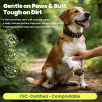 Hypoallergenic plant based dog wipes with pearl texture for efficient paw cleaning.