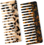 TaShow Hair Detangling Comb 2 Pack front view with tortoise shell pattern