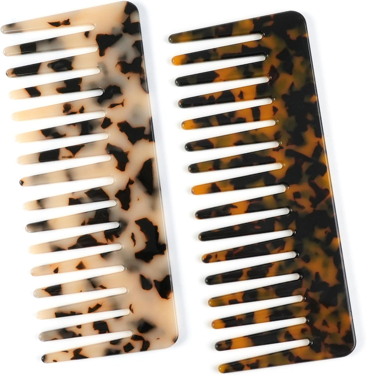 TaShow Hair Detangling Comb 2 Pack front view with tortoise shell pattern