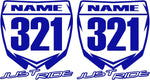 Just Ride Motocross Number Plate Replica Decal Stickers YZ front view