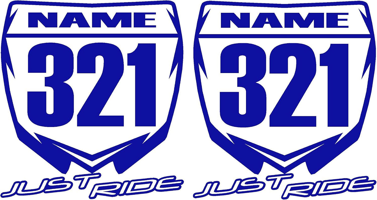 Just Ride Motocross Number Plate Replica Decal Stickers YZ front view