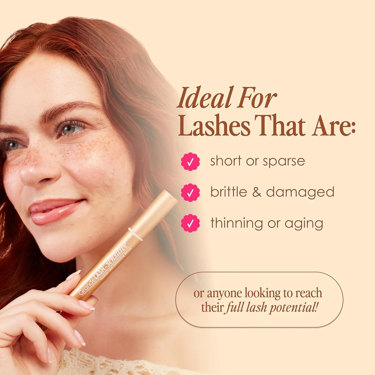 Grande Cosmetics sensitive formula eyelash serum brush detail view