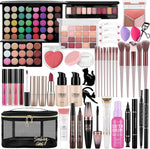VESPRO All In One Makeup Kit front view showing open eyeshadow palette and brushes.