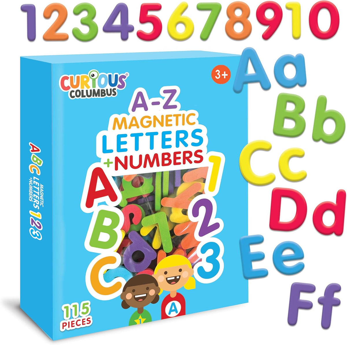 Curious Columbus magnetic letters and numbers set front view