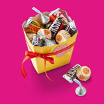 Close up view of the nutrition information and weight details on the chocolate party pack