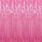 Crosize pink foil fringe glitter curtains front view for party decoration backdrop