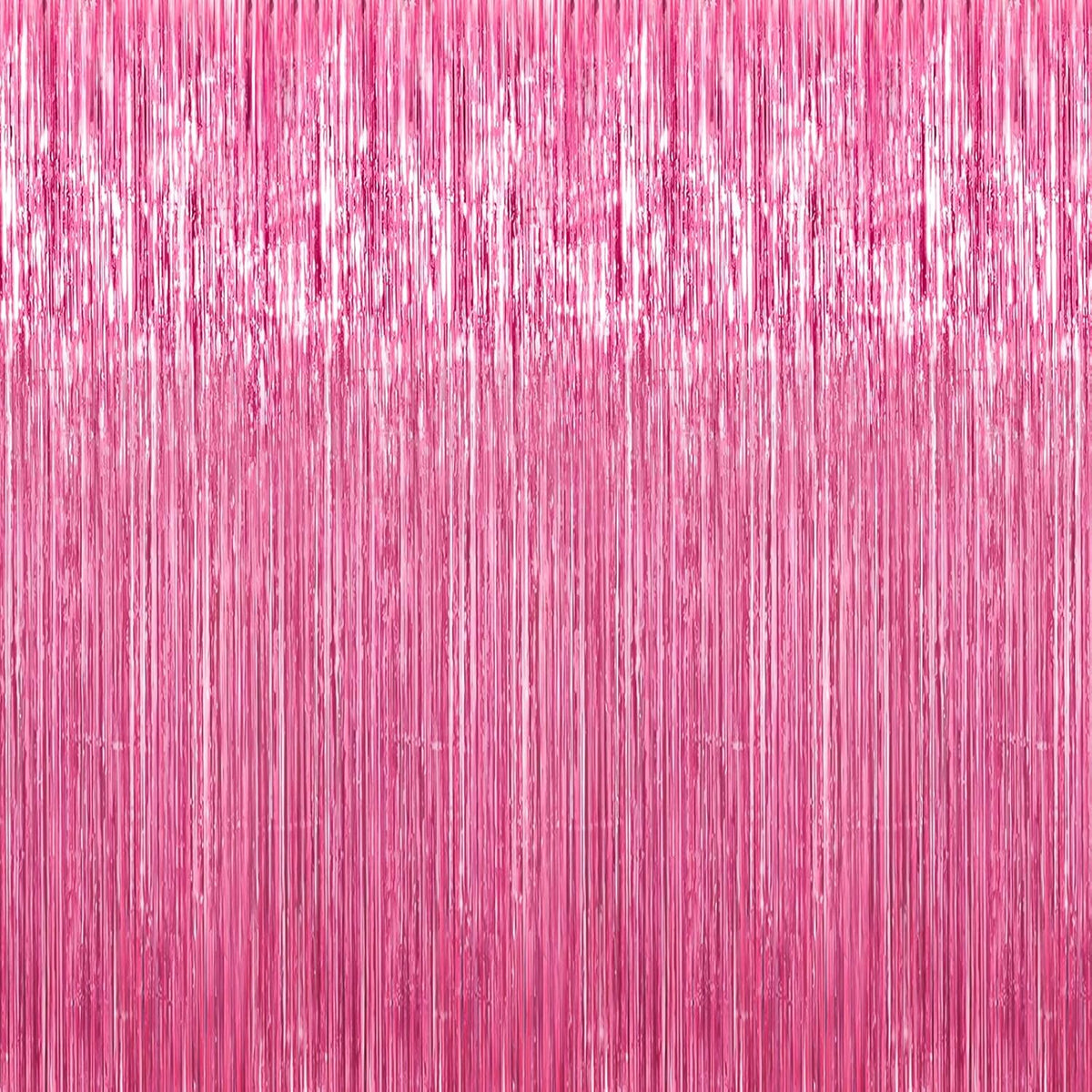 Crosize pink foil fringe glitter curtains front view for party decoration backdrop