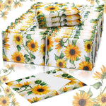 PerKoop 100 Packs Travel Size Disposable Pocket Facial Tissues front view showing sunflower print design.