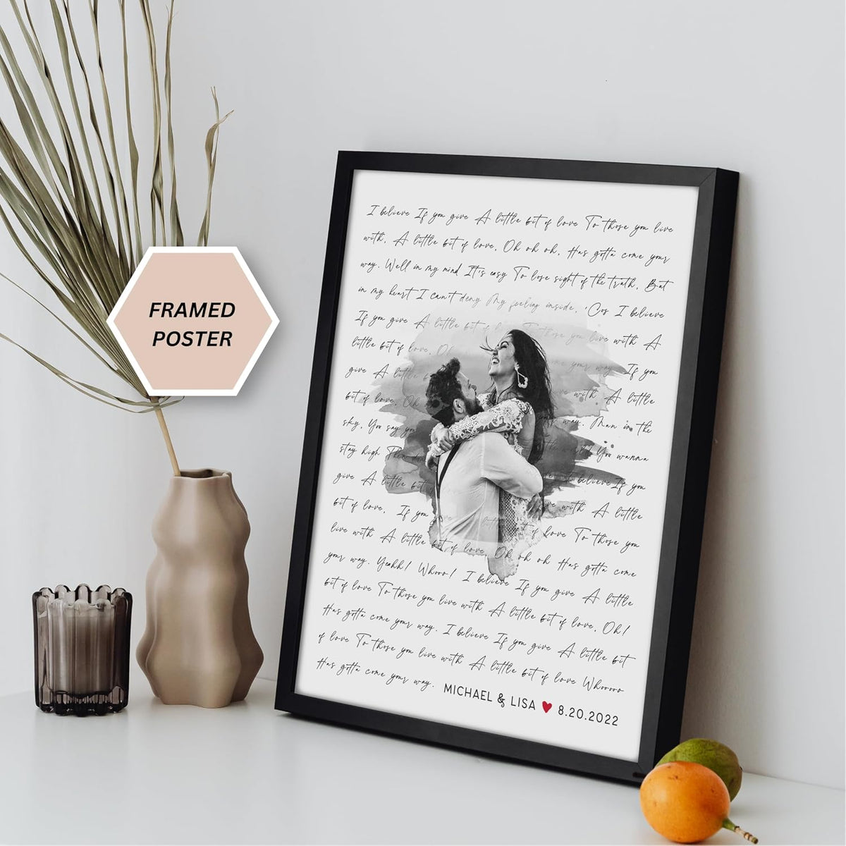 Gallery wrapped canvas version of custom wedding print