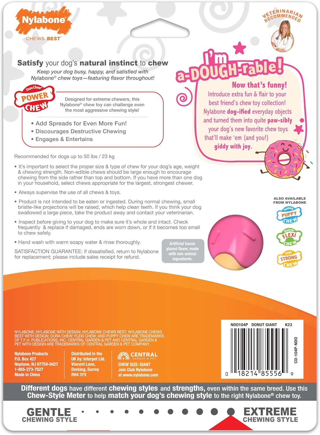 Nylabone Donut Power Chew Toy for Dogs, Dog Toys for Aggressive Chewers, Bacon Glazed Flavor, Large Dogs - Up to 50 lbs, 1 Count - Image 12