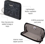 Baggallini Deluxe Card Case open showing RFID card slots