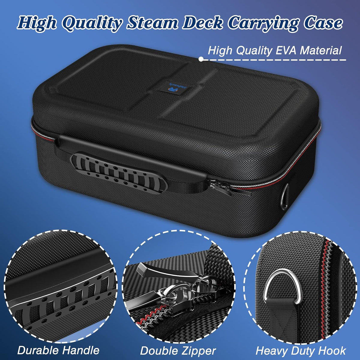 Stebeauty travel case dual zippers and silicone handle detail