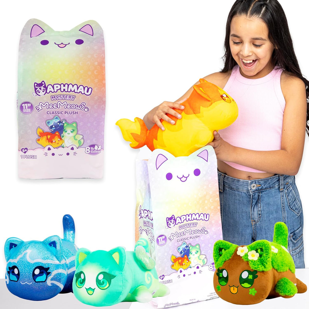 Aphmau MeeMeows 11 Inch Classic Mystery Plush Elemental front view of mystery blind box packaging