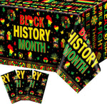 Fullhawl 3 Pieces Black History Month plastic tablecloth set front view