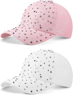 Loopeer 2 Pcs Adjustable Breathable Rhinestone Baseball Cap for Women Men Sequins Casual Sports Cap Rhinestone Hat - Image 14