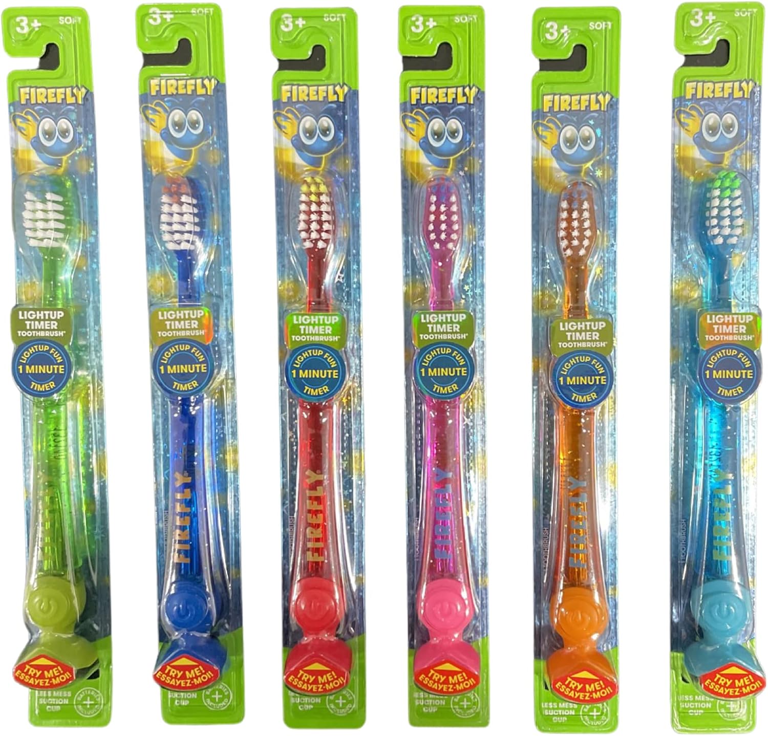 Firefly Kids Flashing Light Up Timer Toothbrush 12 Count Pack front view