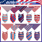 Large dog model wearing festive patriotic star printed neckerchief