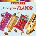 Larabar non GMO healthy snacks variety pack top view open box.