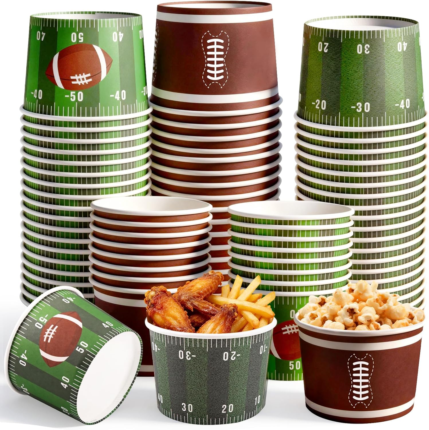 Redword football party snack cups set of 60 pieces front view