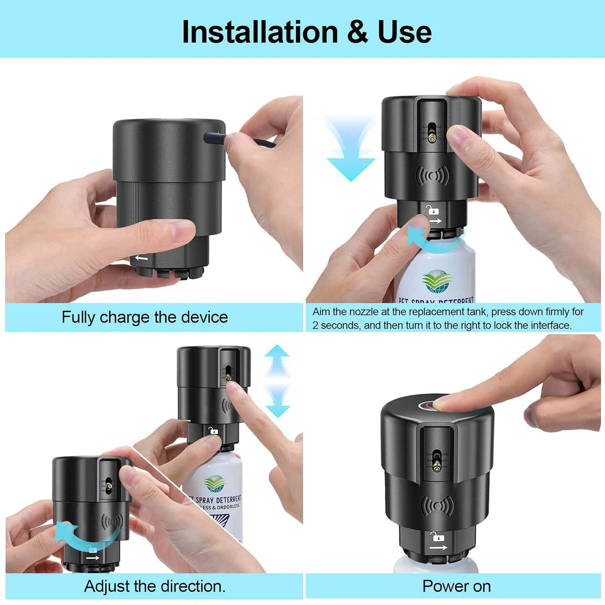 Close up of motion sensor on pet deterrent device