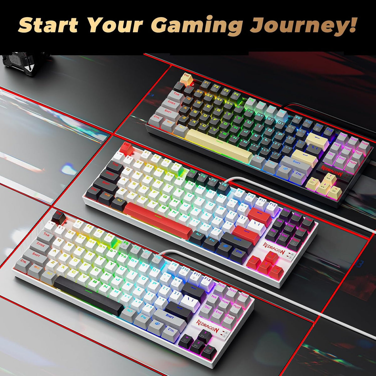 Detailed shot of textured keycaps and durable metal alloy frame