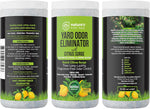 Nature's Pure Edge pet safe yard granules packaging showing natural ingredients list.