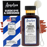 Angelus authentic USA imported suede dye bottle flat lay